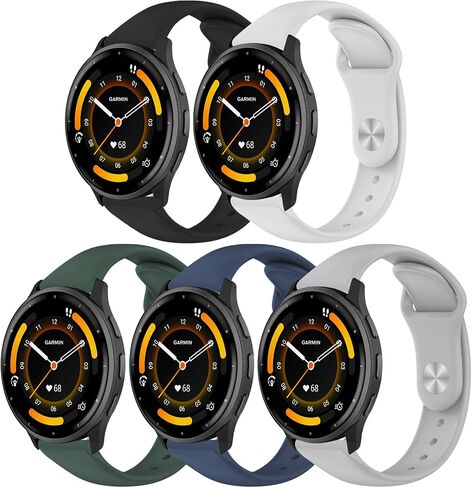5 Pack 22mm Watch Bands Compatible with Garmin Venu 4 45mm/Venu 3/Venu 2/Vivoactive 4/Forerunner 265/Forerunner 255, Soft Silicone Quick Release Replacement Band for Women Men in Kuwait