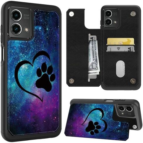 FUYOCWE Case for Motorola Moto G Stylus 5G 2023 Phone Case Wallet with Card Holder,Galaxy Dog Pawprint Love PU Leather Kickstand Card Slot Cover for Women Men (Dual Magnetic Clasp+RFID Blocking) in Saudi Arabia