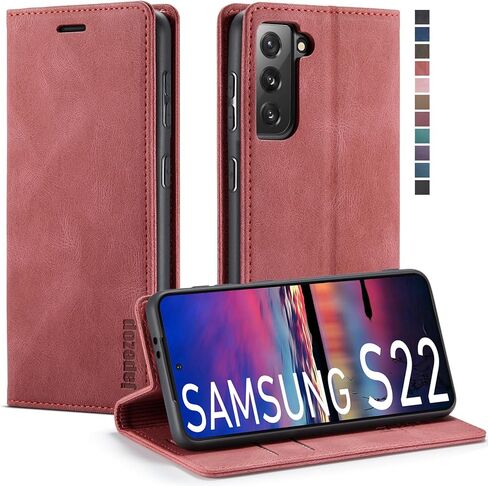 Samsung Galaxy S22 5G Wallet Case with [RFID Blocking],Fashion Red in Saudi Arabia