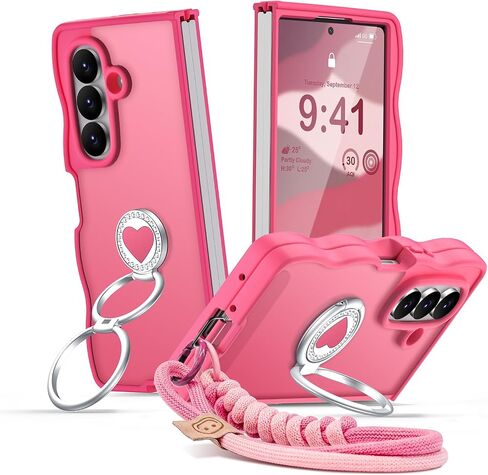 XYZ for Samsung Galaxy Z Flip 7/8 Case with Stand & Strap, Wavy Case, Brown in Saudi Arabia