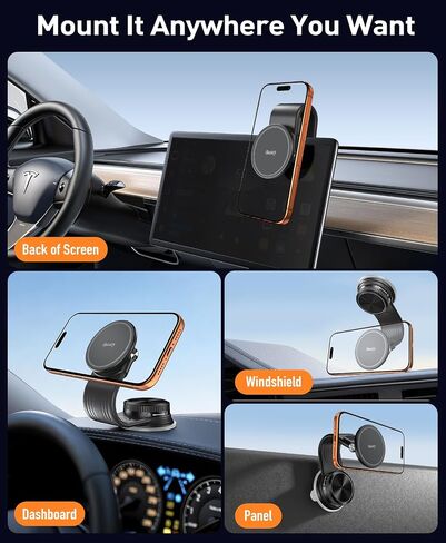 Beeasy for MagSafe Car Mount, 360 Adjustable Bendable Memory Alloy Arm, Magnetic Phone Holder with Vacuum Suction Cup, Dashboard Phone Mount for Tesla, iPhone, Samsung & All Smartphones in Saudi Arabia
