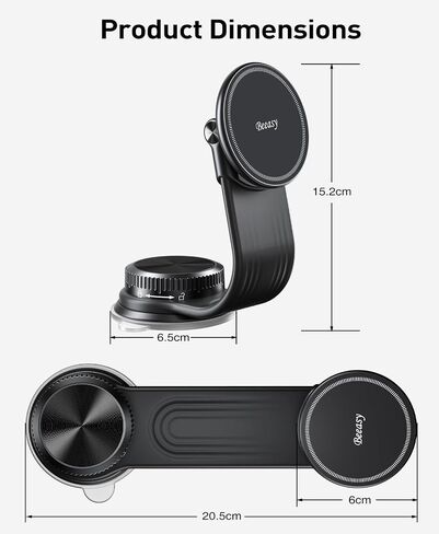 Beeasy for MagSafe Car Mount, 360 Adjustable Bendable Memory Alloy Arm, Magnetic Phone Holder with Vacuum Suction Cup, Dashboard Phone Mount for Tesla, iPhone, Samsung & All Smartphones in Saudi Arabia
