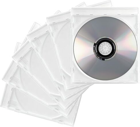 6PCS Single Car CD Jewel Cases,Stackable Clear CD Cases with Black Tray,10mm Thickness Standard Plastic CDs Case Car Accessories Fit for Storing Discs,CDs,DVDs,Blu-Rays in Saudi Arabia