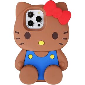 Anime Cat Soft Silicone Case for iPhone 13/14/15,Fashion Kawaii Soft Silicone Animal tective Gel Shockof Gel Back Cover in Saudi Arabia