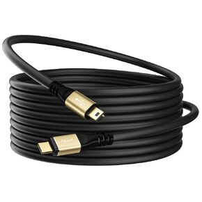 USB C to Mini USB Cable 15FT, Extra Long Mini B 5-Pin to Type 2.0 Cord, Charging & Data Transfer, Compatible with PS3 Controller, Digital Camera, Dash Cam, MP3 Player, Hero 3+, GPS Receiver in Saudi Arabia