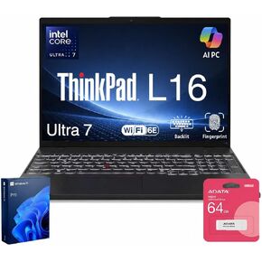 Lenovo ThinkPad L16 Gen 2 Business Laptop, 16" FHD+, Intel Core Ultra 7 255U, 32GB DDR5, 1TB SSD, Fingerprint, Backlit, Wi-Fi 6E, AI-Optimized, Durable Design, Long Battery Life, Win 11 Pro, w/Bundle in Kuwait