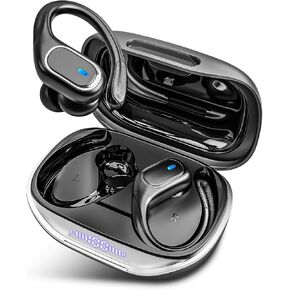 Wireless Earbuds Bluetooth Headphones 80Hrs Playtime Ear Buds IPX7 Waterproof Sports Earphones Wireless Charging Case Over-Ear Earhooks Headest - Black in Kuwait