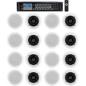Rockville RCS350-6 6-Zone 70V Hotel Amp with 16 CC525T Speakers in Saudi Arabia