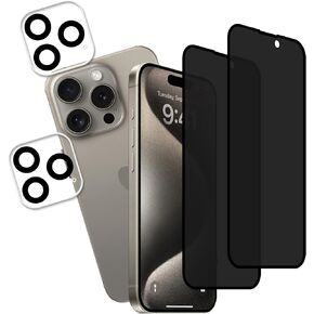 2-2 Pack Privacy Screen Protector Designed For IPhone15 Pro Max Anti Spy Private Tempered Glass Film 2-Pack Camera Lens Protector Film 2-Pack in Saudi Arabia