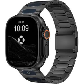 Grade 5 Titanium Watch Band for Apple Watch Ultra 4/3/2/1 49mm & Series 12/11/10 46mm - 22mm Wide-Body Apple Watch Ultra Band with Scratch Resistant DLC Coating for men - QT-X009 Luxury Series in Saudi Arabia