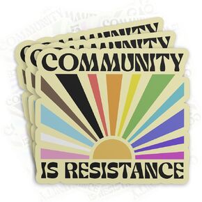 (3Pcs) Community is Resistance Sticker LGBTQIA Trans Rights Stickers 2" Leftist Transgender Waterproof Die-Cut Vinyl Sticker for Kindle Laptop Water Bottle Hard Hat Funny Decal Gifts 2 Inches in Saudi Arabia