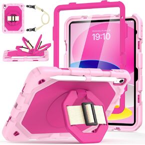 حافظة iPad A16 الجيل الحادي عشر والعاشر مع واقي شاشة وحزام، أزرق in Kuwait