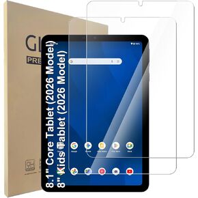Hianjoo 2-Pack Screen Protector Compatible with Onn 8.1" Core Tablet (2026 Model) / Onn 8" Kids Tablet (2026 Model), Case Friendly Tempered Glass [HD Clarity] [9 Hardness] [Anti-Scratch] [Easy Installation] in Kuwait