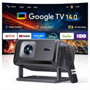 Portable Smart Projector [Bundled with Google TV Stick 14.0 & 4K Support & Dolby] with WiFi and Bluetooth HDR10,Ceiling Mini Movie Short Throw Projector Outdoor Auto Focus for Home Theater Bedroom in Saudi Arabia