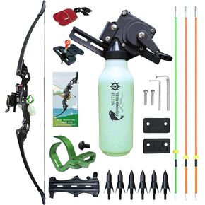 45lbs Bow Fishing Combo Kit Archery Recurve Bow Set, Bowfishing Bow and Arrow Adult Beginner, with 40 Meters Bowfishing Reel Bottle in Saudi Arabia