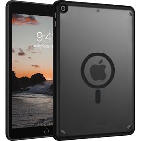 Telaso Magnetic for iPad 9th Generation/iPad 8th Generation/iPad 7th Generation Case, iPad 10.2 inch 2021/2020/2019 Translucent Matte Back Soft TPU Bumper Military Grade Protective Case, Black in Saudi Arabia