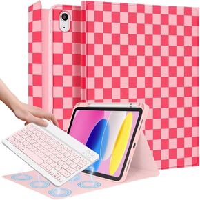 Wazzasoft for iPad 10th Generation Case with Keyboard - for iPad A16 Cases Pencil Holder 10.9 Inch Cover Women Girls Cute Girly Floral Flower Design Funda for Apple Tablet 10th/11th gen in Saudi Arabia