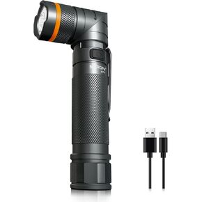 NICRON Flashlights,Rechargeable Magnetic LED Flashlights,1200 High lumens Tactical Flashlight,White/Red/Green Lights USB Charging,90 Degree Twist,IP65 Waterproof Outdoor in Kuwait