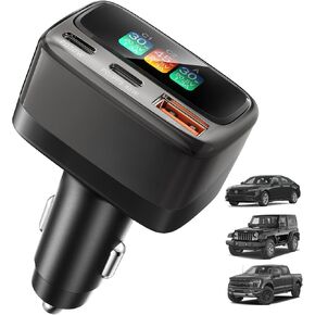شاحن سيارة 105 واط 3 منافذ USB C محول شحن سريع مع شاشة رقمية in Kuwait