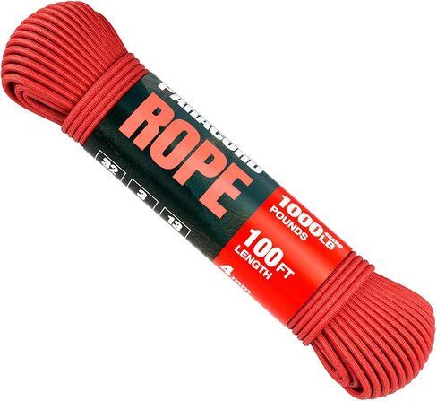 Paracord Rope 1000 lb - 13-Strand Nylon Cord 100ft Parachute Cord - 4MM 5/32" Utility String for Camping Survival Outdoor Gear DIY Bracelet Clothesline Red in Saudi Arabia