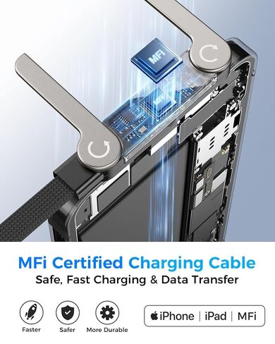 USB C to Lightning Cable with Stand, MFi Certified 2-in-1 Invisible Holder Charger Cable, 30W Lightning Flat Cable 90 Degree for iPhone 14-5/iPad, Sideways Phone Charger Cord for Gaming, Office, Home in Kuwait