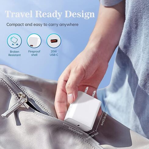 USB C Charger 2 Pack 20W Type C Wall Charger Block with 6FT Long USB C to Lightning Cable Compatible with iPhone 14 Pro/13 Pro/12 Pro Max/11/XS Max/XS/XR/X/8 in Kuwait