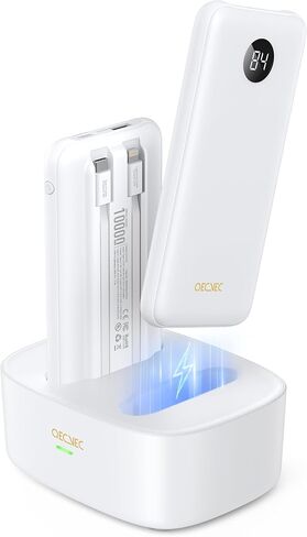 Portable Charger, 2-Pack 10000mah Power Banks, Sharing Charging Station, 15W Fast Charging Battery Pack, Portable Charger with Cords for iPhone Series, Galaxy S24/23, Pixel and More in Kuwait