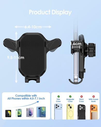 LENTION Car Phone Holder Mount, Air Vent Phone Holder for Car with 360 Rotation Arm, Compatible with iPhone 17/16/15/Samsung Galaxy, Thick Case Friendly & One-Hand Operation for Safe Driving(G21-V02) in Saudi Arabia