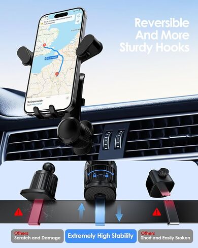 LENTION Car Phone Holder Mount, Air Vent Phone Holder for Car with 360 Rotation Arm, Compatible with iPhone 17/16/15/Samsung Galaxy, Thick Case Friendly & One-Hand Operation for Safe Driving(G21-V02) in Saudi Arabia