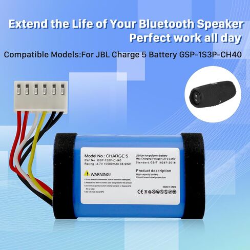 Battery for JBL Charge 5, New Upgraded 10500mAh Ultra High Capacity Li-Polymer Replacement Battery Compatible with Charge 5, Fit Part No. GSP-1S3P-CH4A / 1AA011NA, 3.7V in Kuwait