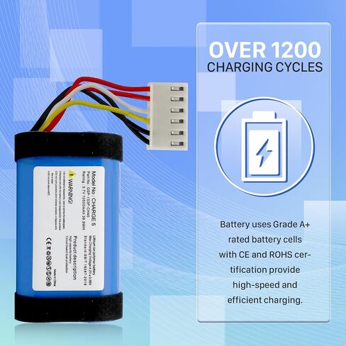 Battery for JBL Charge 5, New Upgraded 10500mAh Ultra High Capacity Li-Polymer Replacement Battery Compatible with Charge 5, Fit Part No. GSP-1S3P-CH4A / 1AA011NA, 3.7V in Kuwait