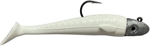 6" RonZ Z-Fin Paddle Tail Rigged White 3.5oz in Kuwait