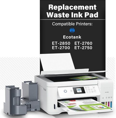 Waste Ink Pad Replacement with Reset Software for Ecotank ET-2850 ET-2760 ET-2750 ET-2700 ET2850 ET2760 ET2750 ET2700 2850 2760 2750 Printer, Maintenance Box with Reset Software (2 Packs) in Saudi Arabia