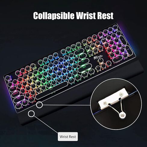 RK ROYAL KLUDGE S108 Typewriter Keyboard and M30 Wireless Gaming Mouse, Wired PC Game Keyboard Retro Round Keycaps Brown Switches, 2.4G/Bluetooth/USB-C Rechargeable Wireless Mouse in Kuwait