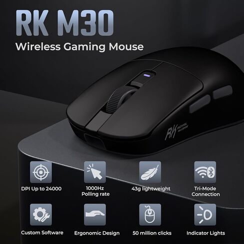 RK ROYAL KLUDGE S108 Typewriter Keyboard and M30 Wireless Gaming Mouse, Wired PC Game Keyboard Retro Round Keycaps Brown Switches, 2.4G/Bluetooth/USB-C Rechargeable Wireless Mouse in Kuwait