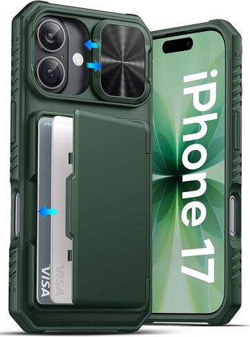 ATATOO for iPhone 17 Wallet Case, Built-in Card Holder (3-5 Cards), Blue in Saudi Arabia