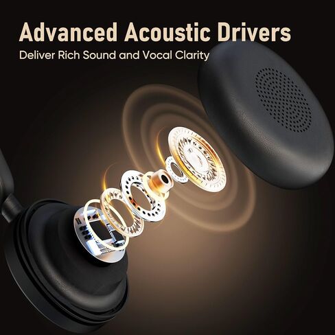 Bluetooth Headset with Microphone for PC & Laptop, Wireless Office Headset with USB Dongle, ENC Noise Cancelling Mic, 30H Talk Time, On-Ear Computer Headset for Zoom Teams Call Center in Saudi Arabia