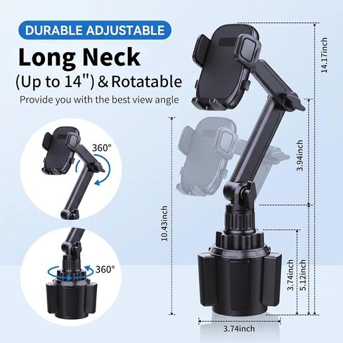 Cup Holder Phone Holder for Car, Adjustable Long Arm Mount for 4-7" Phones in Saudi Arabia