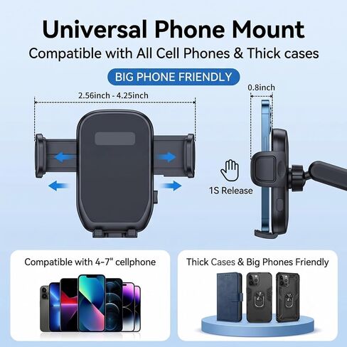Cup Holder Phone Holder for Car, Adjustable Long Arm Mount for 4-7" Phones in Saudi Arabia