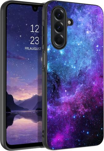 GUAGUA for Samsung Galaxy A17 5G Case Glow in The Dark Plating Edge Noctilucent Luminous Space Nebula Back Anti Scratch Slim Shockproof Protective Case for Galaxy A17 in Saudi Arabia