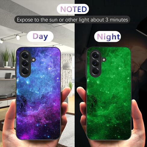 GUAGUA for Samsung Galaxy A17 5G Case Glow in The Dark Plating Edge Noctilucent Luminous Space Nebula Back Anti Scratch Slim Shockproof Protective Case for Galaxy A17 in Saudi Arabia