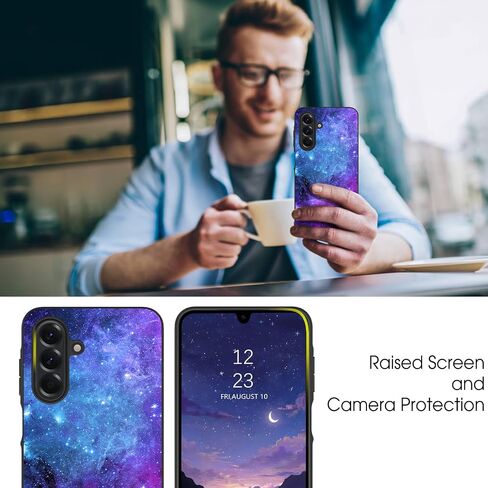 GUAGUA for Samsung Galaxy A17 5G Case Glow in The Dark Plating Edge Noctilucent Luminous Space Nebula Back Anti Scratch Slim Shockproof Protective Case for Galaxy A17 in Saudi Arabia