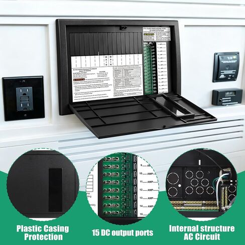 WF-8930 RV Generator and Component，30/50 Amp AC RV Power Distribution Center with 15 DC Circuits Black RV Power Center in Saudi Arabia