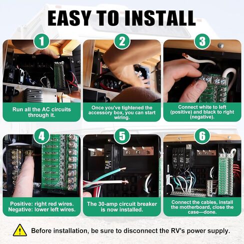 WF-8930 RV Generator and Component，30/50 Amp AC RV Power Distribution Center with 15 DC Circuits Black RV Power Center in Saudi Arabia