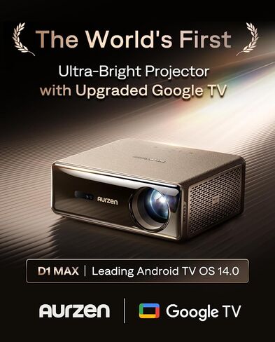 جهاز عرض Aurzen EAZZE D1 MAX 1000 ANSI Google TV مع دعم 4K وMEMC in Kuwait