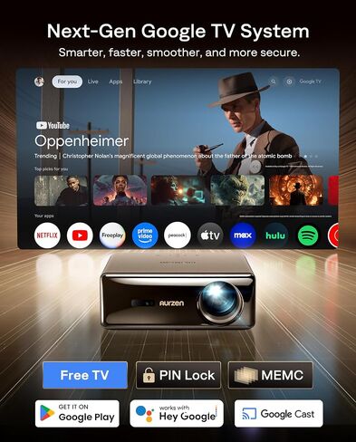 جهاز عرض Aurzen EAZZE D1 MAX 1000 ANSI Google TV مع دعم 4K وMEMC in Kuwait