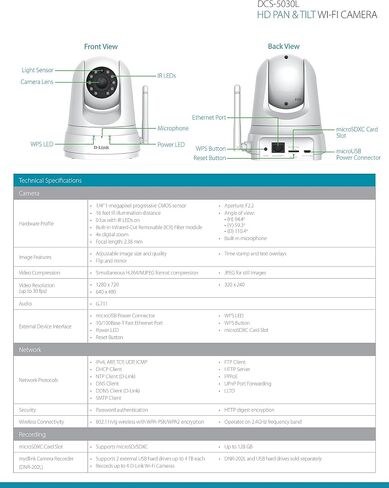 D-Link Full HD Pan & Tilt WiFi Security Camera – 720p HD Resolution – Night Vision – Remote Access (DCS-5030L) in Saudi Arabia