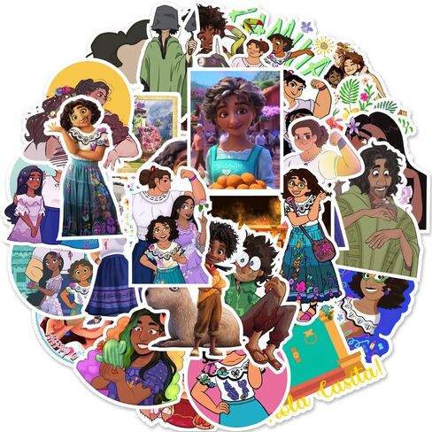 100Pcs Encanto Stickers for Scrapbook,Vinyl Waterproof Madrigal Decal for Water Bottle Laptop Toy Sticker for DIY Decorate Bumper Phone Hard Hat Kids Teens Gifts (AJ) in Saudi Arabia