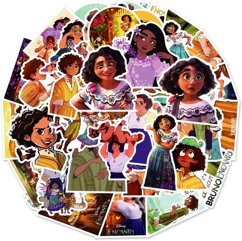 100Pcs Encanto Stickers for Scrapbook,Vinyl Waterproof Madrigal Decal for Water Bottle Laptop Toy Sticker for DIY Decorate Bumper Phone Hard Hat Kids Teens Gifts (AJ) in Saudi Arabia