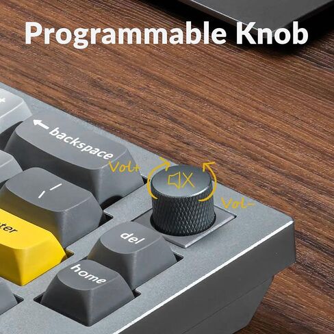 Keychron Q8 Wired Custom Mechanical Keyboard Knob Version, 65% Alice Layout QMK/VIA Programmable with Hot-swappable Gateron G Pro Brown Switch Double Gasket Compatible with Mac Windows Linux (Grey) in Saudi Arabia